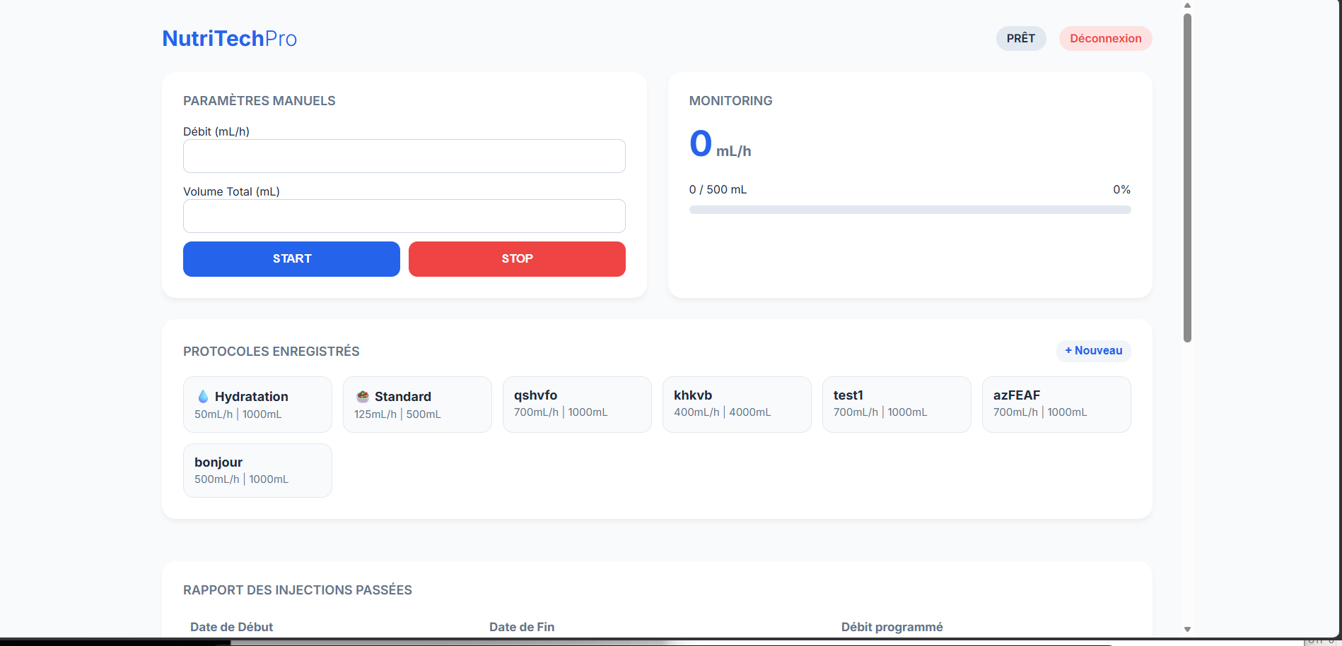 Aperçu du dashboard interactif montrant des graphiques de nutrition